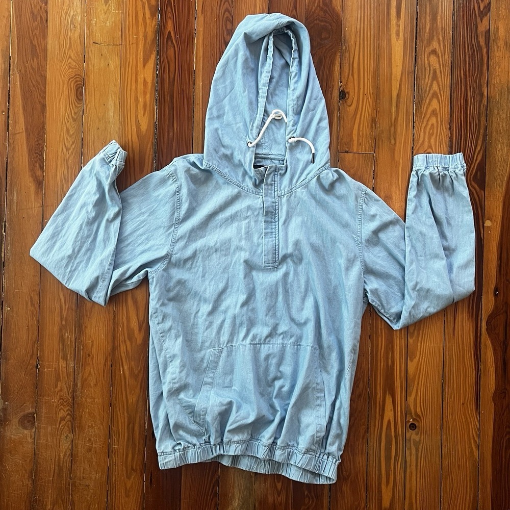 Frank And Oak Men's Pullover Hoodie‎ Blue Cotton Long Sleeve Large L